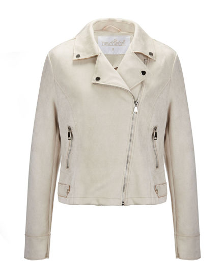 Immagine di BACHATA - Giacca dainetto beige da donnna con chisura zip