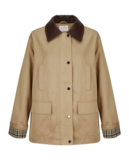 Immagine di BACHATA - Giacca beige con tasche con colletto a contrasto