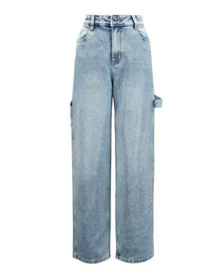 Immagine di BACHATA - Jeans balloon blu chiaro con strass