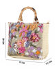 Immagine di BORSA PAGLIA RICAMI FLOREALI MAN.BAMBOO