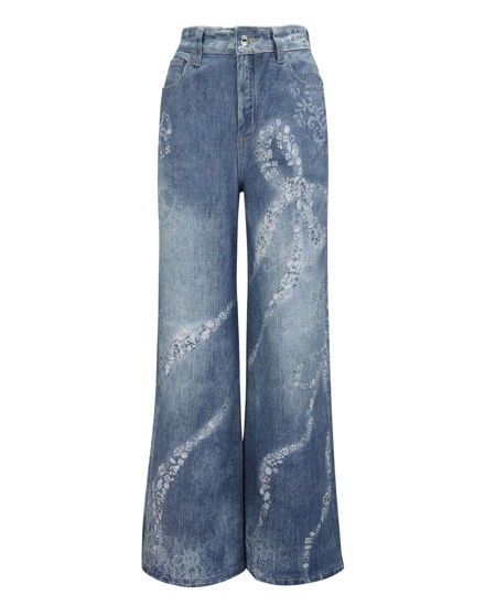 Immagine di BACHATA - Jeans wide leg con ricami denim blu