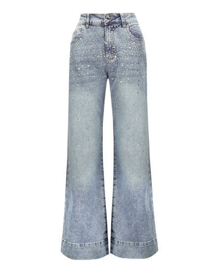 Immagine di BACHATA - Jeans wide leg azzurro chiaro con strass