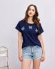 Immagine di BACHATA - Tshirt manica corta blu con decorazione di farfalle