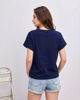 Immagine di BACHATA - Tshirt manica corta blu con decorazione di farfalle