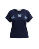 Immagine di BACHATA - Tshirt manica corta blu con decorazione di farfalle