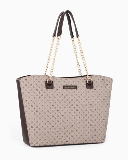 Immagine di CORTINA POLO STYLE - Borsa shopping marrone manici catena