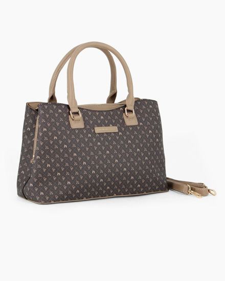 Immagine di CORTINA POLO STYLE - Borsa marrone due manici con stampa logo