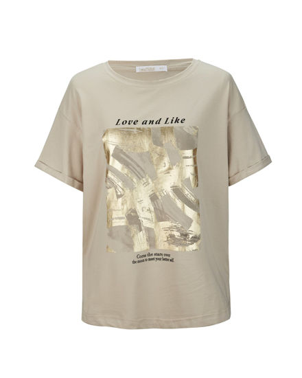 Immagine di BACHATA - Tshirt manica corta beige con scritta e stampa
