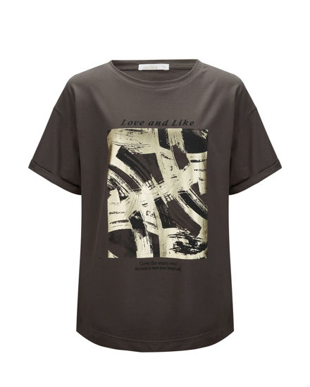 Immagine di BACHATA - Tshirt manica corta marrone con scritta e stampa