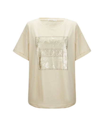 Immagine di BACHATA - Tshirt manica corta ivory con scritta e stampa
