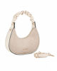 Immagine di RIFLE - Borsa a spalla beige con manico arricciato e parte frontale scamosciata, tracolla removibile