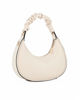 Immagine di RIFLE - Borsa a spalla beige con manico arricciato e parte frontale scamosciata, tracolla removibile