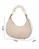 Immagine di RIFLE - Borsa a spalla beige con manico arricciato e parte frontale scamosciata, tracolla removibile