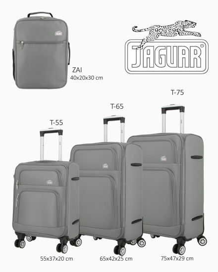 Immagine di JAGUAR - TROLLEY GRIGIO IN TESSUTO CON DOPPIA TASCA FRONTALE, COMBINAZIONE TSA E 4 RUOTE