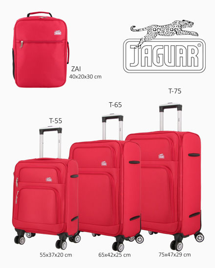 Immagine di JAGUAR - TROLLEY ROSSO IN TESSUTO CON DOPPIA TASCA FRONTALE, COMBINAZIONE TSA E 4 RUOTE