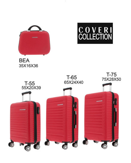 Immagine di COVERI COLLECTION - TROLLEY ABS ROSSO CON QUATTRO RUOTE DOPPIE E RIGHE ORIZZONTALI
