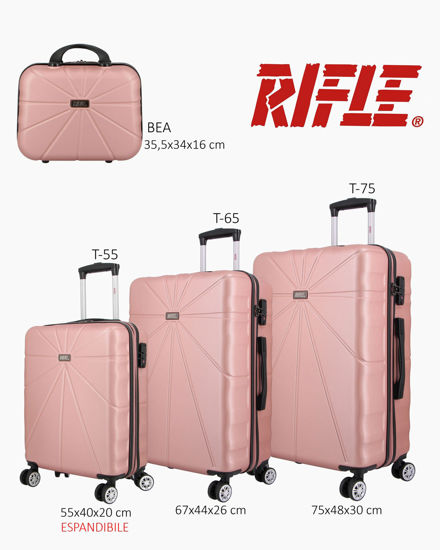 Immagine di RIFLE - TROLLEY ROSE GOLD 4 RUOTE IN ABS CON COMBINAZIONE TSA