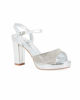 Immagine di MISS GLOBO - Sandalo argento con fascia frontale in strass, tacco 9CM