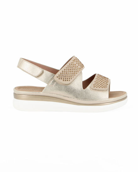 Immagine di MISS GLOBO - Sandalo beige con strass e chiusure a strappo