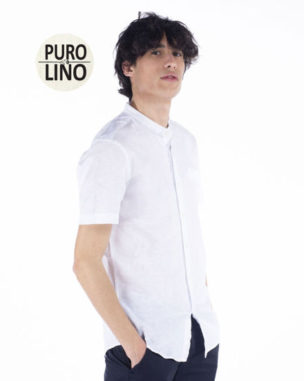 Immagine di CAMICIA MANICA CORTA COREANA IN LINO