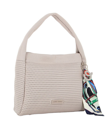 Immagine di DAVID JONES - Borsa hobo traforata marrone chiaro con foulard decorativo
