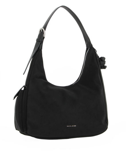 Immagine di DAVID JONES - Borsa hobo a spalla nera con tasca laterale