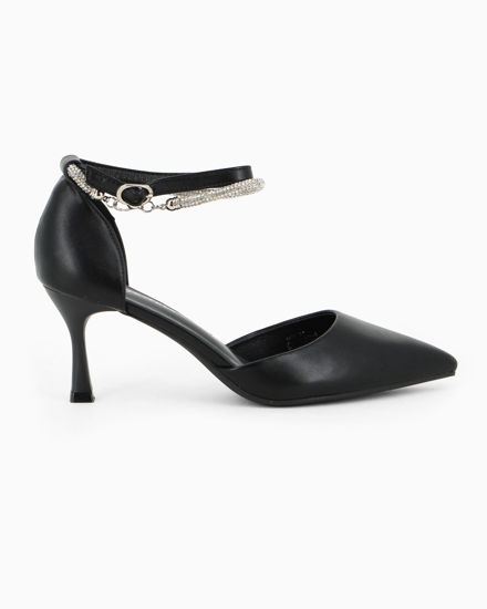 Immagine di MY JEWELS - Décolleté nera con cavigliera in strass, tacco 7CM