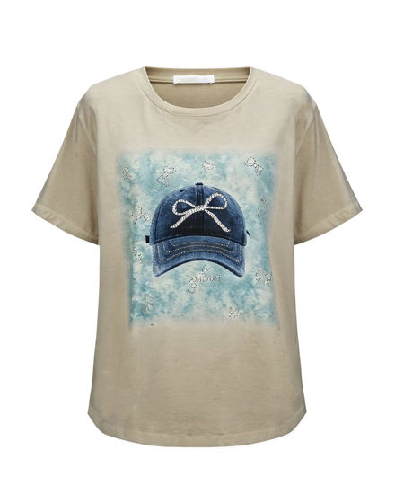 Immagine di BACHATA - Tshirt manica corta beige con stampa