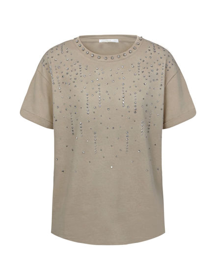 Immagine di BACHATA - Tshirt manica corta beige con strass