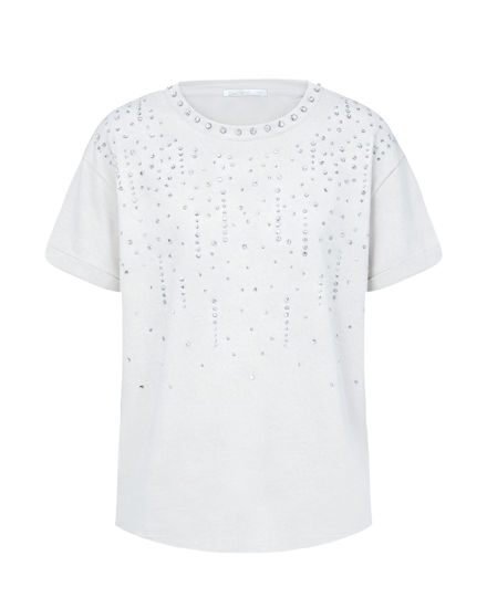 Immagine di BACHATA - Tshirt manica corta bianca con strass