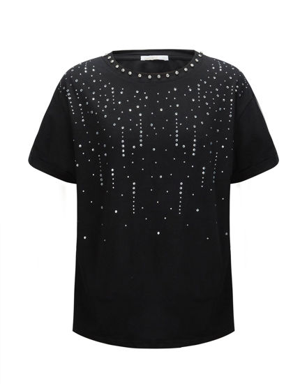 Immagine di BACHATA - Tshirt manica corta nera con strass