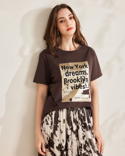 Immagine di BACHATA - Tshirt manica corta marrone con stampa