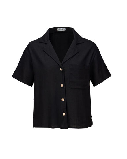 Immagine di BACHATA - Camicia mezza manica con taschino nera