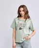 Immagine di BACHATA - Tshirt manica corta verde salvia con scritta e strass