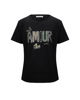 Immagine di BACHATA - Tshirt manica corta denim con scritta e strass