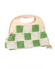 Immagine di DIVAS - Borsa a mano ricamata verde e panna con manico in legno