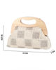 Immagine di DIVAS - Borsa a mano ricamata taupe e panna con manico in legno