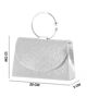 Immagine di DIVAS - Borsa pochette da cerimonia argento con strass e manico rotondo in metallo