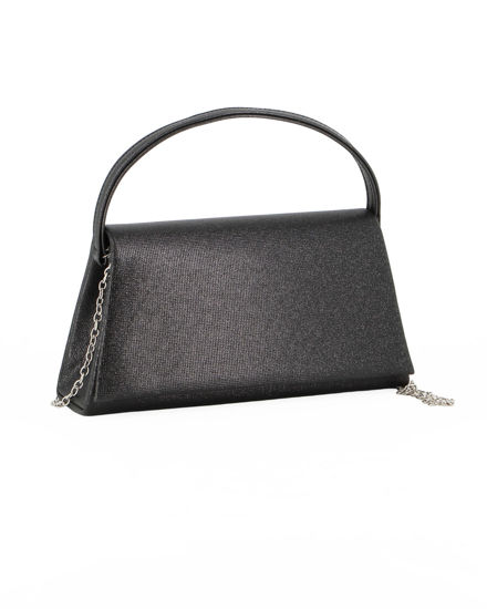 Immagine di DIVAS - Borsa pochette nera da cerimonia con manico e catena metallo