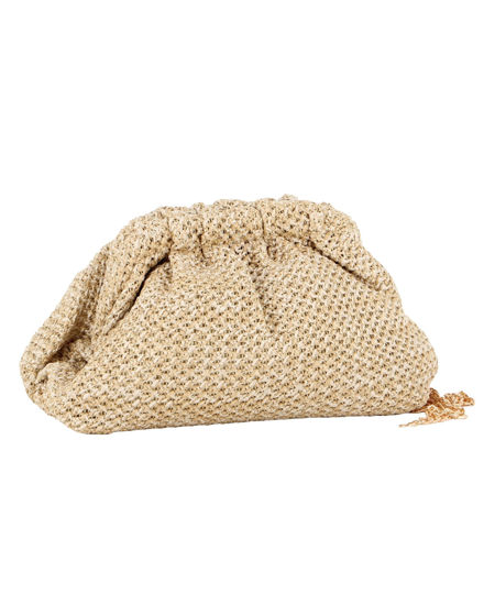 Immagine di DIVAS - Borsa pochette taupe intrecciata effetto paglia