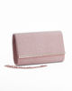 Immagine di DIVAS - Borsa pochette nude in glitter con stecca in strass sulla patta