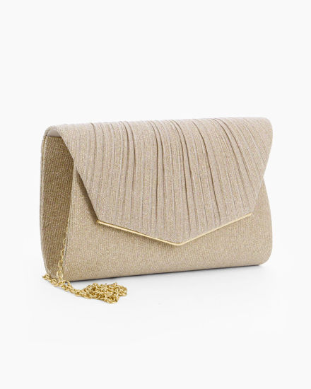 Immagine di DIVAS - Borsa pochette platino in lurex con patta plissettata