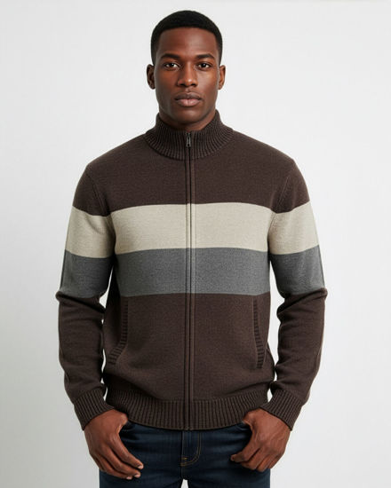 Immagine di BROKER'S - Maglia manica lunga full zip in ciniglia