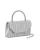 Immagine di MISS GLOBO - Borsa pochette argento rivestita di perle e manico di strass per cerimonie