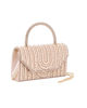 Immagine di MISS GLOBO - Borsa pochette oro rosa rivestita di perle e manico di strass per cerimonie