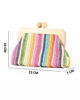 Immagine di DIVAS - Borsa pochette in paglia multicolor con stecca in legno