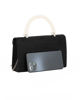 Immagine di DIVAS - Borsa pochette nera scamosciata con manico perle