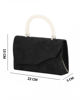 Immagine di DIVAS - Borsa pochette nera scamosciata con manico perle