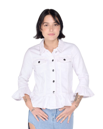 Immagine di NEON&NYLON - Giubbino jeans Frill bianco denim