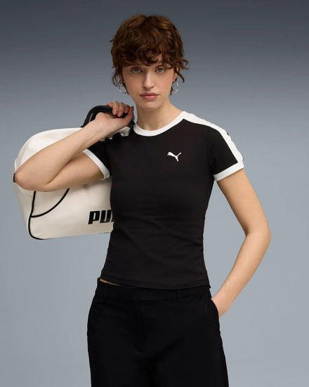 Immagine di PUMA - T-SHIRT NERA E BIANCA T7 SLIM DA DONNA, 632129-01